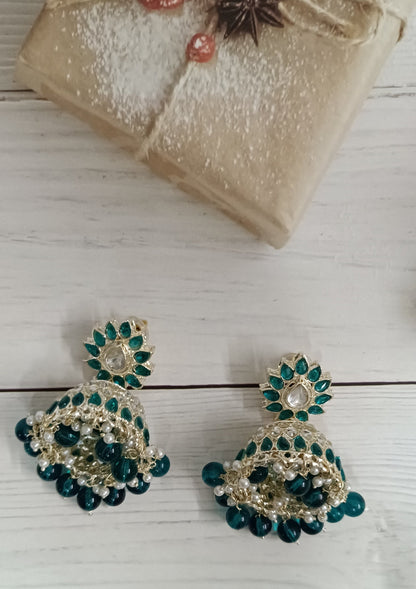 Emerald Green Vaishnavi Jhumka Earrings