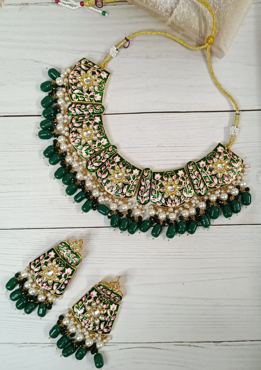 Emerald Green Padmavat Necklace Set