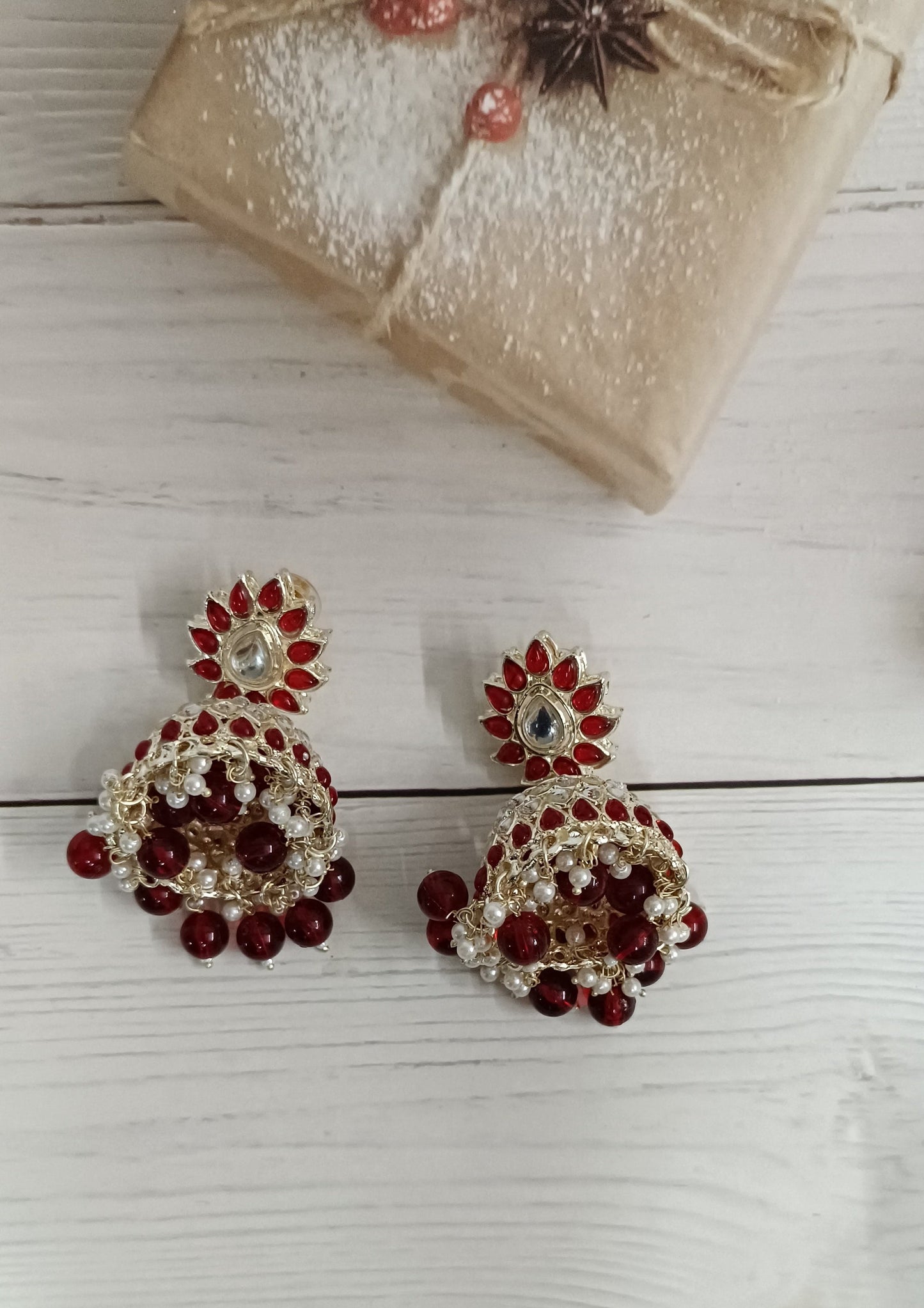 Maroon Shivi Jhumka Earrings