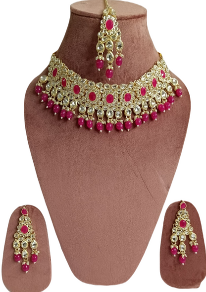 Rani Pink Saavi Necklace Set