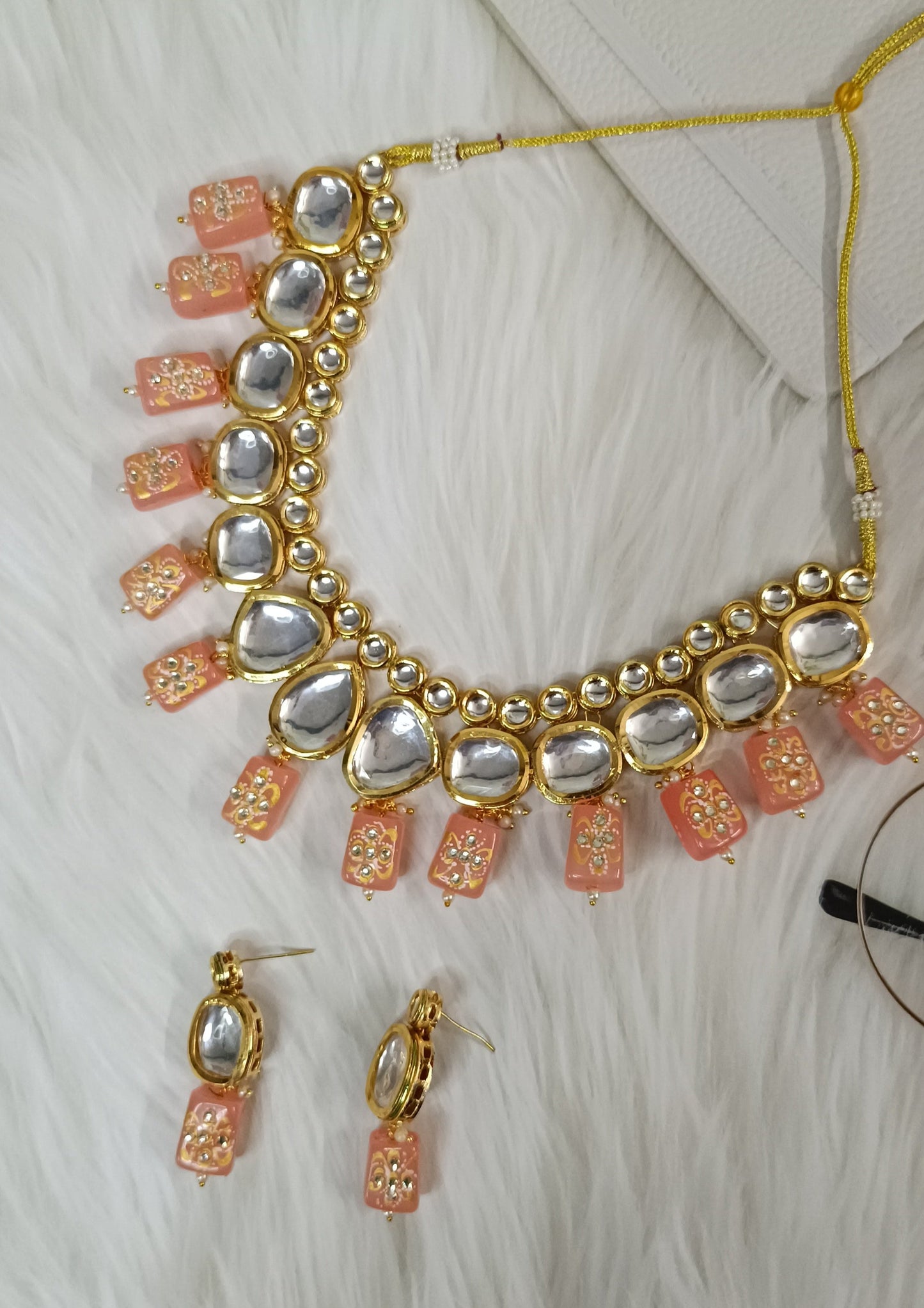 Peach necklace set