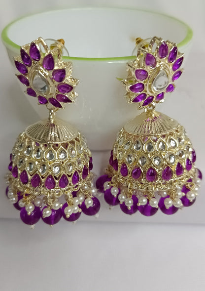 Purple Prisha Jhumka Earrings