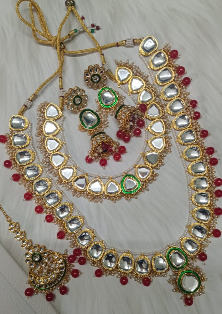layered necklace, glossytrends, maangtika set