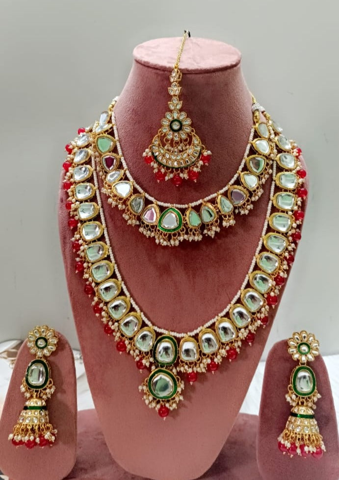 Rani Pink Aakriti Layered Necklace Set